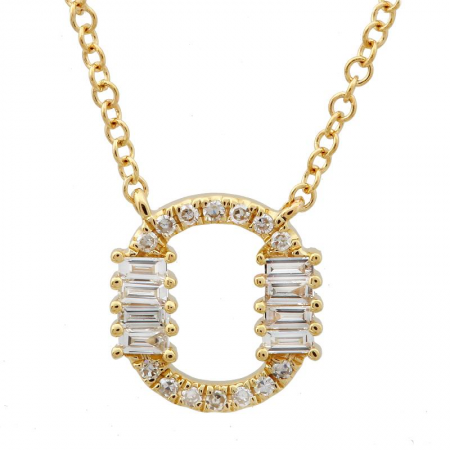 Diamond Baguette Initial Necklace
