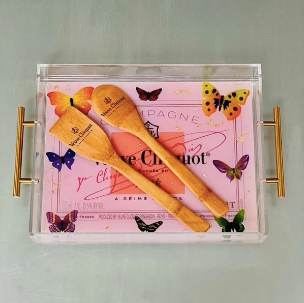 Vueve Clicquot Rose Butterfly Tray