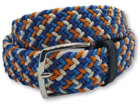 FH Wadsworth Men's Orange, Blue & White Elastic Stretch Belt