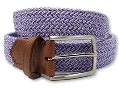 FH Wadsworth Men's Purple & White Elastic Stretch Belt