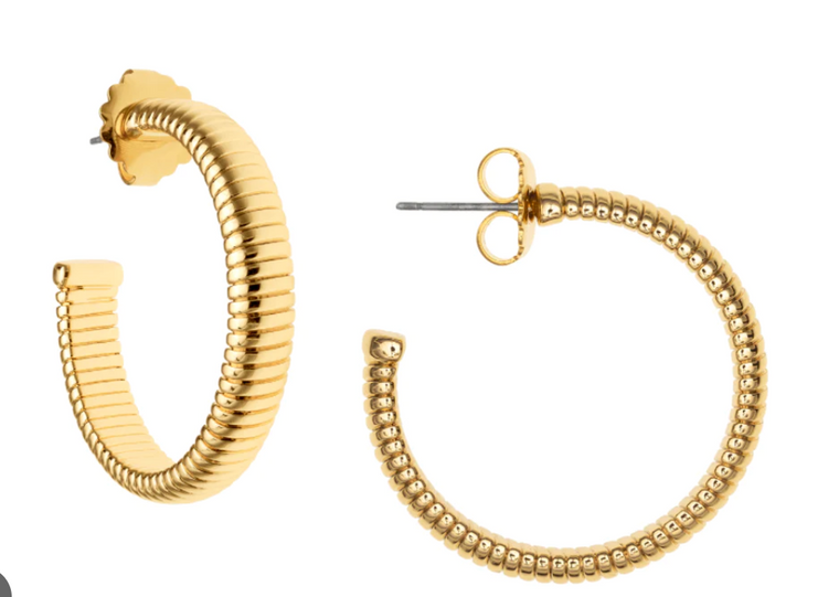 Janis Savitt Gold Cobra Hoop Earrings