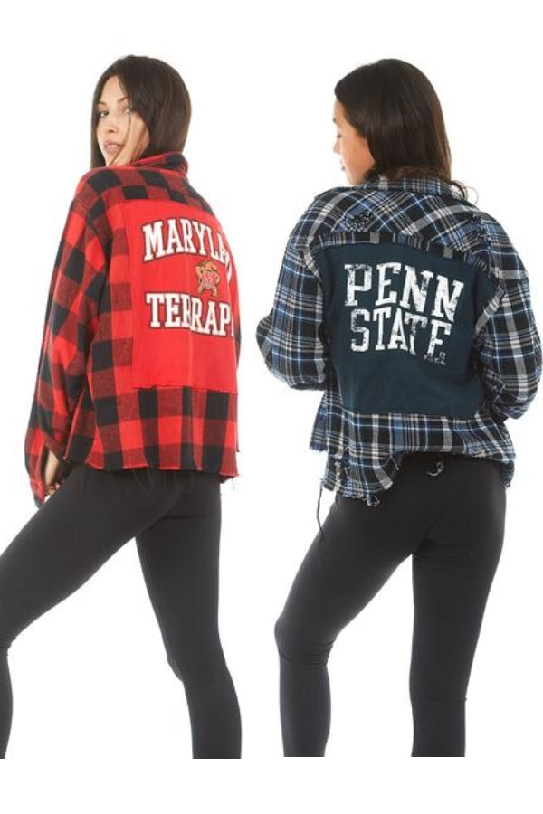 Flannel with College T-shirt Patch (Custom Your College)