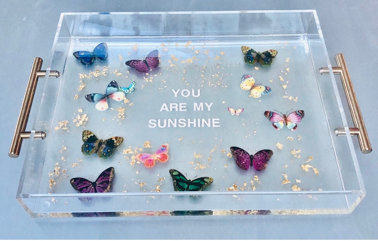 Lucite Butterfly Custom Tray
