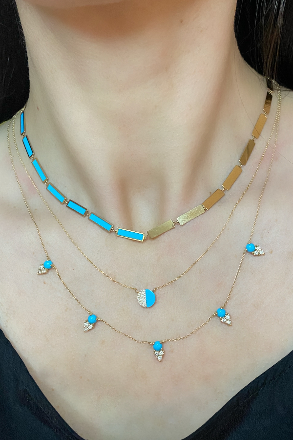 Yellow Gold Turquoise Necklaces