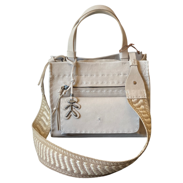 Henry Beguelin Shopping Pocket S Beige with Raffia Strap