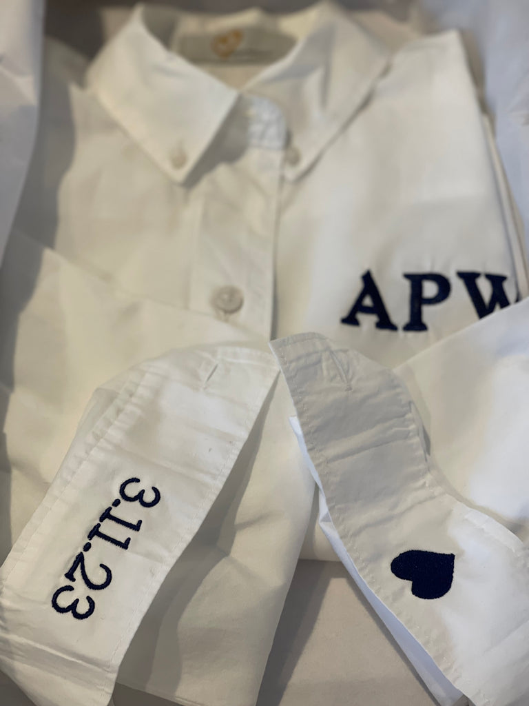 Custom Embroidered White Occasion Button Down Shirt White