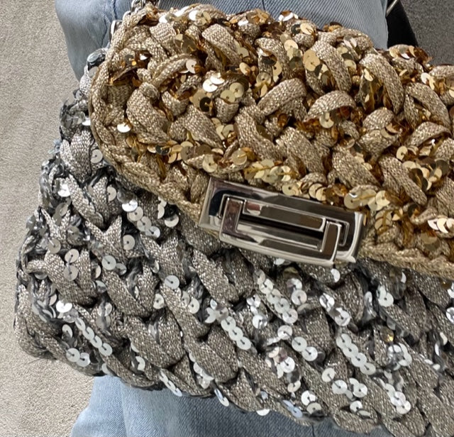 The Silver Gold Sequins Lurex Flap Bag