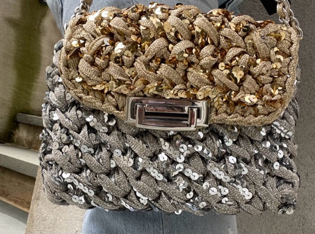 The Silver Gold Sequins Lurex Flap Bag