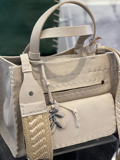 Henry Beguelin Shopping Pocket S Beige with Raffia Strap