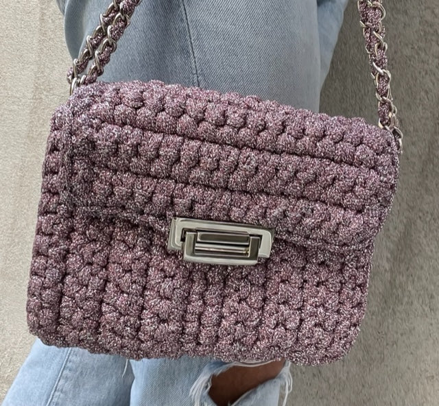 The Pink Silver Lurex Flap Bag