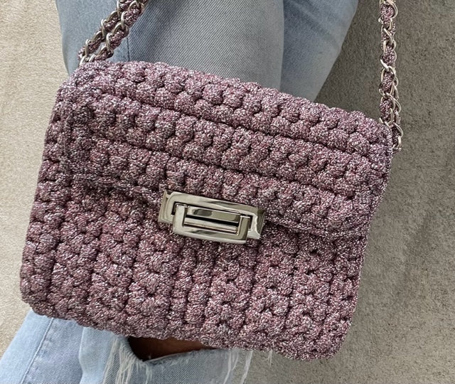 The Pink Silver Lurex Flap Bag
