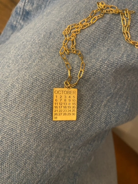 Miriam Merenfeld Calendar Diamond Date Paperclip Necklace