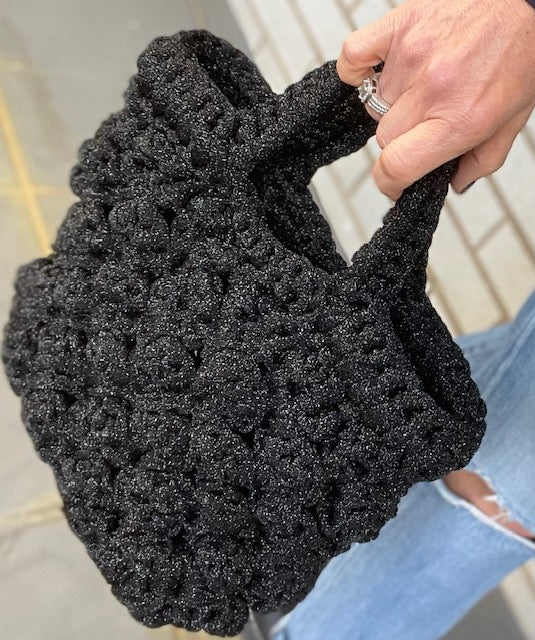 The Black Skinny Lurex Lace Basket Bag
