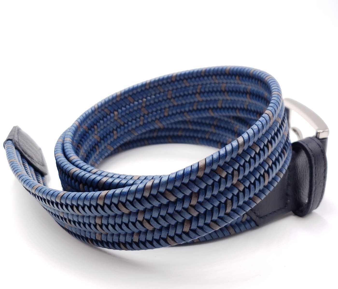 FH Wadsworth Men's Blue & Brown Leather Stretch Belt – Designs That Donate