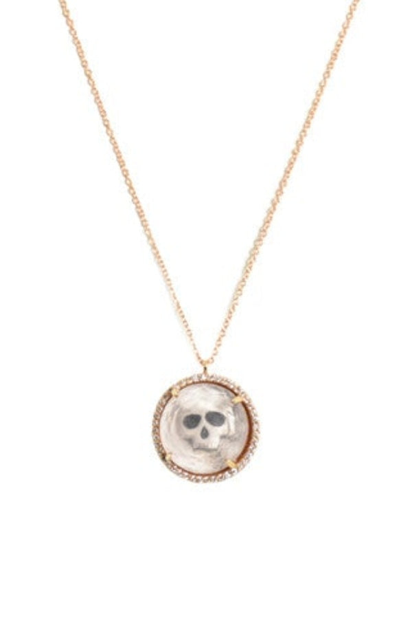 Diamond & Gold Skull w/ Crystal Dome Necklaces
