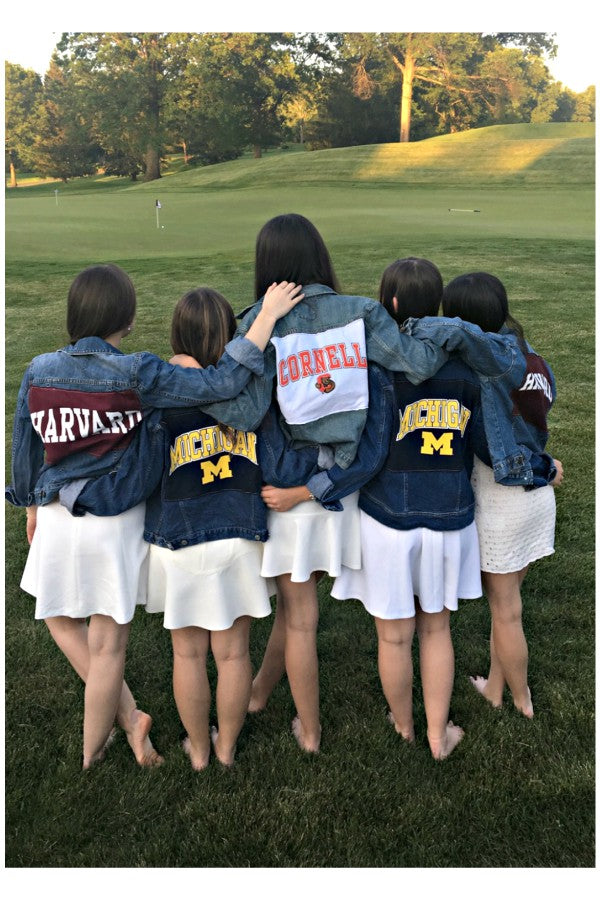 Denim Jacket with College T-Shirt Patch (Custom your College)